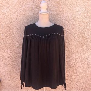 Rock & Republic Flowy Black Long Sleeve Top